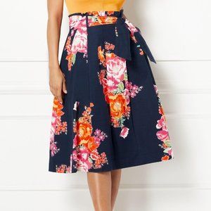Floral paperbag-waist skirt